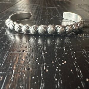 Navajo Allen Lee Starburst Sterling Silver Adustable Cuff